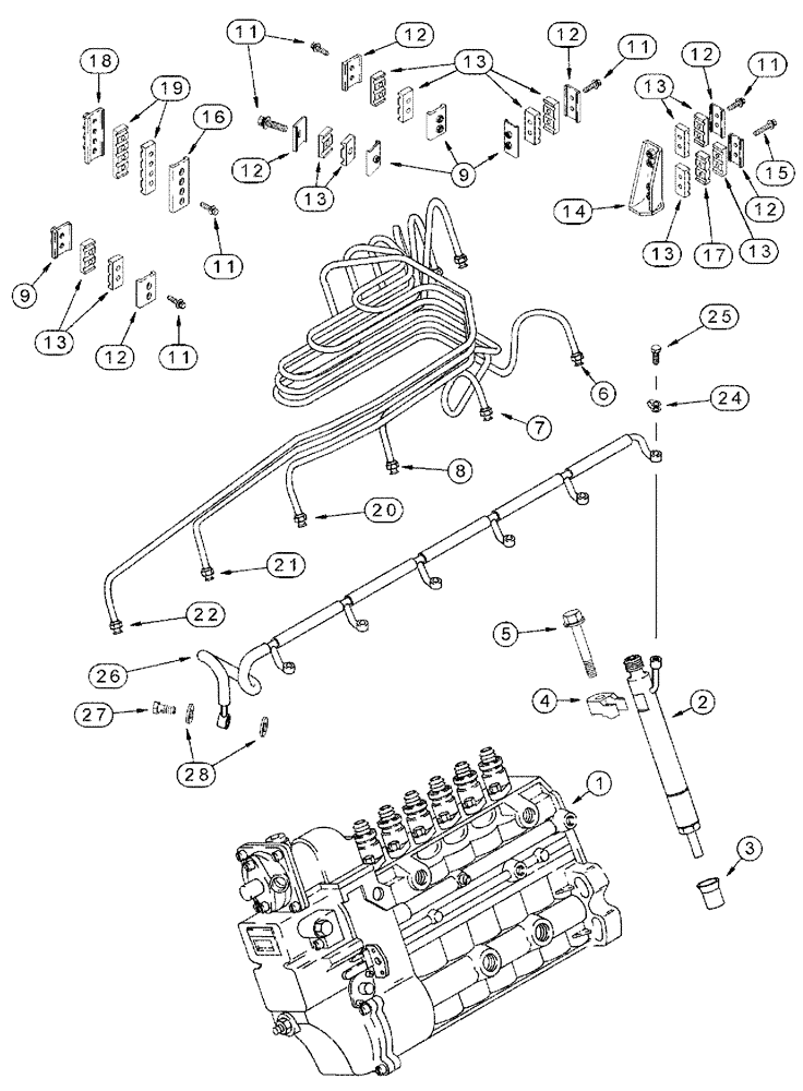 Схема запчастей Case IH SPX4260 - (03-025) - FUEL INJECTION SYSTEM (01) - ENGINE