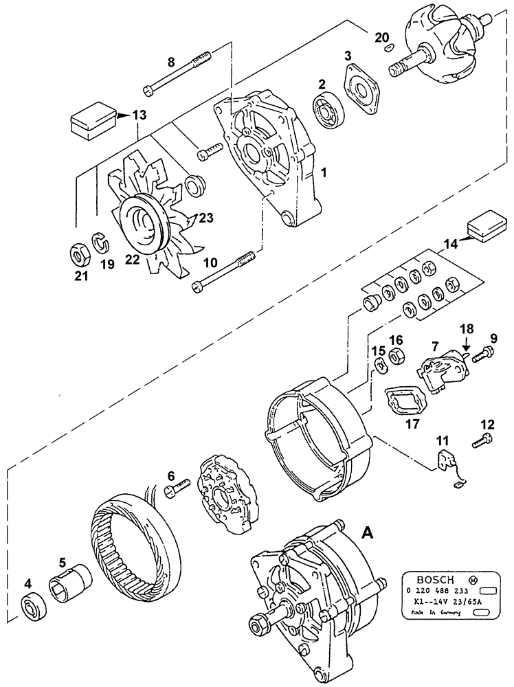 Схема запчастей Case IH C55 - (04-19[01]) - ALTERNATOR ASSEMBLY / BOSCH (04) - ELECTRICAL SYSTEMS