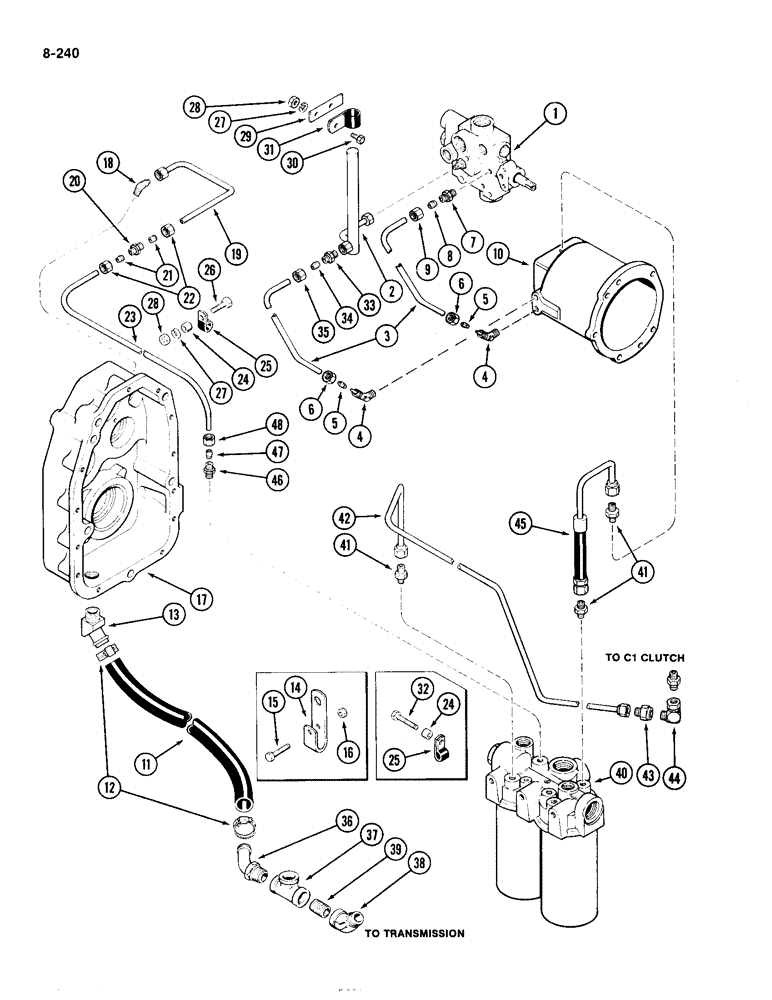 Схема запчастей Case IH 4490 - (8-240) - PTO HYDRAULICS AND LUBE TUBES, P.I.N. 8860450 AND AFTER (08) - HYDRAULICS