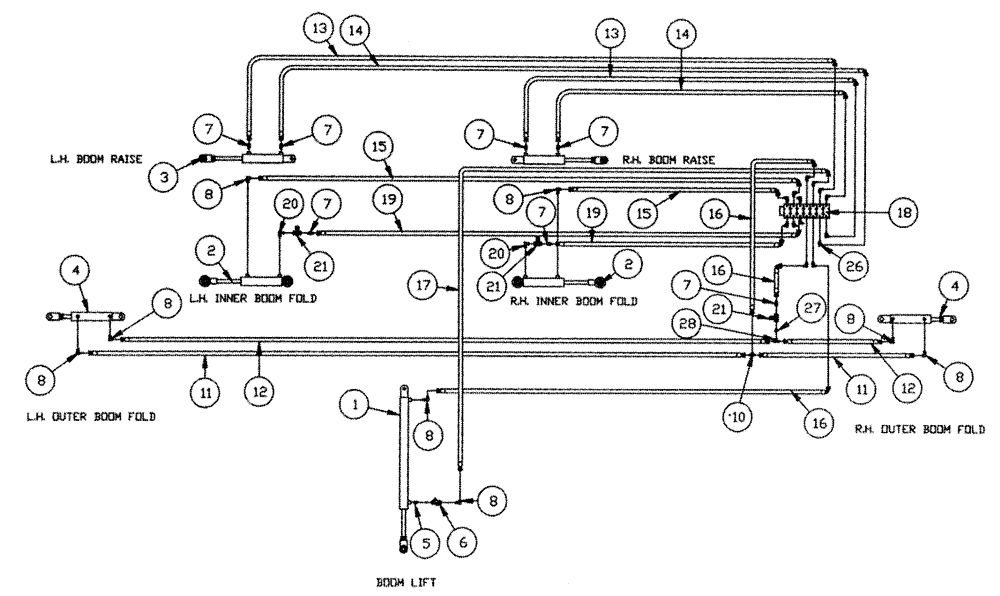 Схема запчастей Case IH PATRIOT 150 - (06-003) - HYDRAULIC PLUMBING - BOOMS (60 & 75) Hydraulic Plumbing