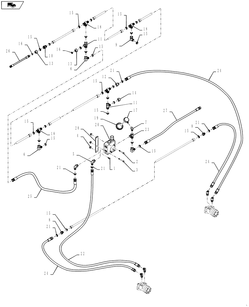 Схема запчастей Case IH DH182 - (20.07.05[1.2]) - HYDRAULICS, SINGLE SWATH, FROM PIN YAZB01204 (07) - HYDRAULICS