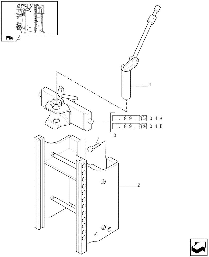 Схема запчастей Case IH FARMALL 85C - (1.89.3/04) - SWIVEL HOOK FOR EEC, VERTICAL ADJUST SLIDING (GERMANY) - TON HOOK (VAR.330897) (09) - IMPLEMENT LIFT