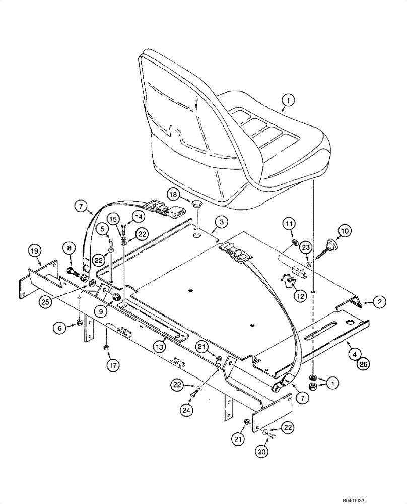 Схема запчастей Case IH 1845C - (09-22) - SEAT, MOUNTING - NON-SUSPENSION (NORTH AMERICA), - JAF0040227 (09) - CHASSIS/ATTACHMENTS