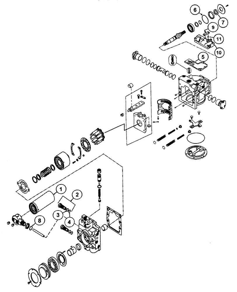 Схема запчастей Case IH FLEX-AIR - (08-001) - PUMP, 100 CC, 90 SERIES, LH Hydraulic Components