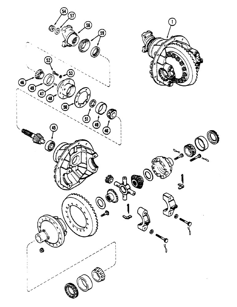 Схема запчастей Case IH 4690 - (6-190) - FRONT AXLE DIFFERENTIAL AND CARRIER (06) - POWER TRAIN