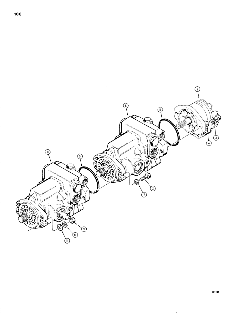 Схема запчастей Case IH 1830 - (106) - TANDEM PUMP ASSEMBLY AND MOUNTING (35) - HYDRAULIC SYSTEMS