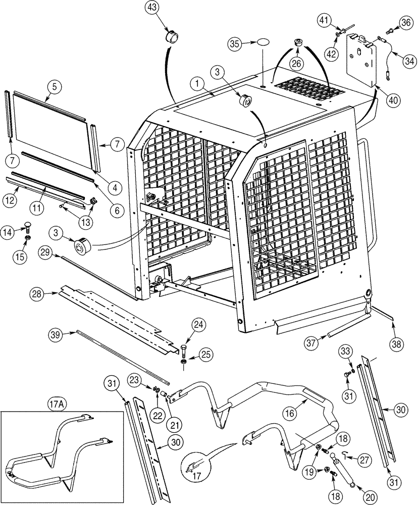 Схема запчастей Case IH 85XT - (09-36) - CANOPY, ROPS FRAME AND SEAT BAR, MODELS WITH DELUXE HEATER (09) - CHASSIS