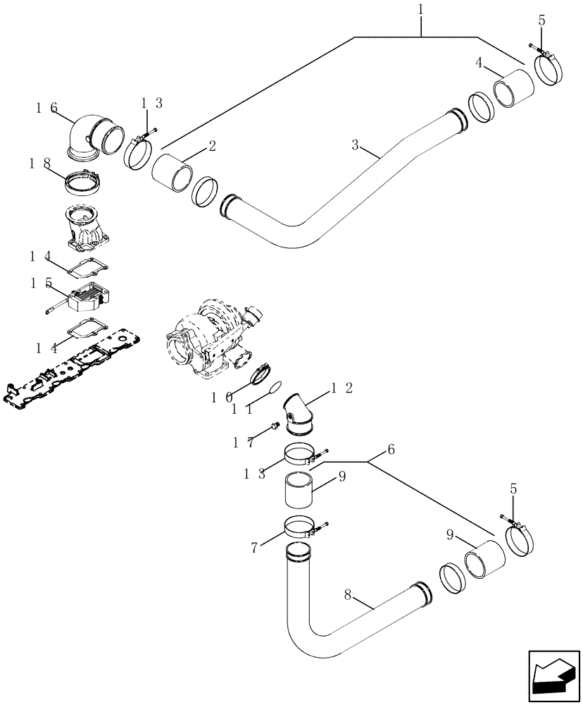 Схема запчастей Case IH 2588 - (10.250.01) - INTAKE SYSTEM, CHARGE AIR COOLER (10) - ENGINE