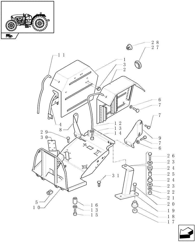 Схема запчастей Case IH FARMALL 85U - (1.87.0[01]) - PLATFORM & REAR FENDERS - L/CAB (VAR.330870-333870) (08) - SHEET METAL