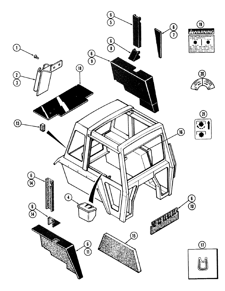 Схема запчастей Case IH 1490 - (P07-1) - CAB, ACOUSTICAL COVERS (10) - OPERATORS PLATFORM/CAB