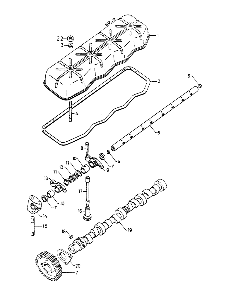 Схема запчастей Case IH 824 - (014) - CAMSHAFT, VALVE LEVER SHAFT (02) - ENGINE