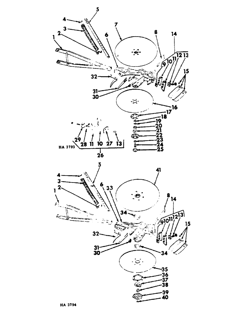 Схема запчастей Case IH 100 - (B-16) - SEALED AND PLAIN BEARING DOUBLE DISK FURROW OPENER 