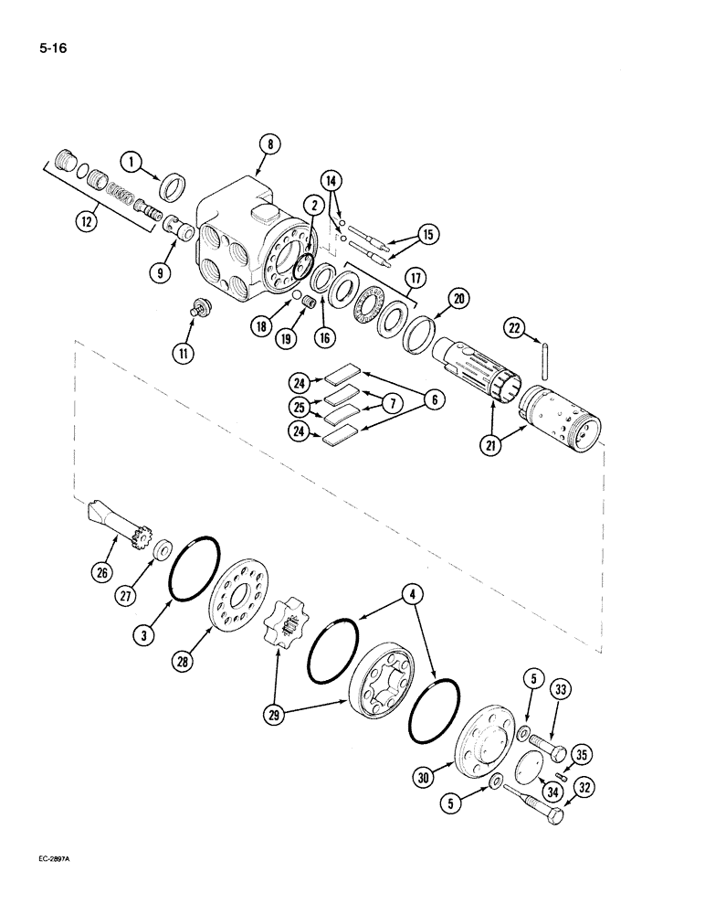 Схема запчастей Case IH 395 - (5-016) - POWER STEERING VALVE, DANFOSS OSPC 100 OR (05) - STEERING