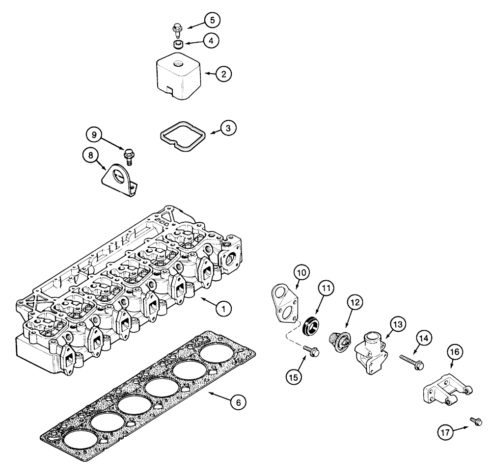 Схема запчастей Case IH 5140 - (2-046) - CYLINDER HEAD AND COVERS, 6-590 ENGINE, 6T-590 ENGINE (02) - ENGINE