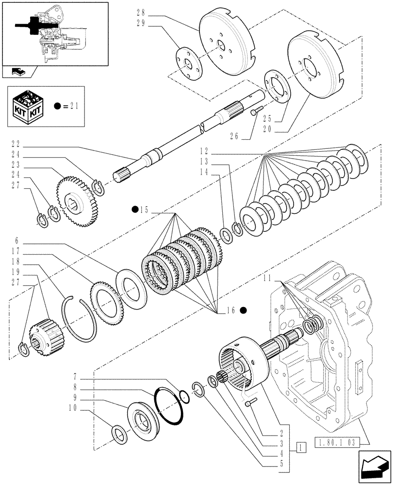 Схема запчастей Case IH PUMA 195 - (1.80.7[01]) - PTO, CLUTCH (07) - HYDRAULIC SYSTEM