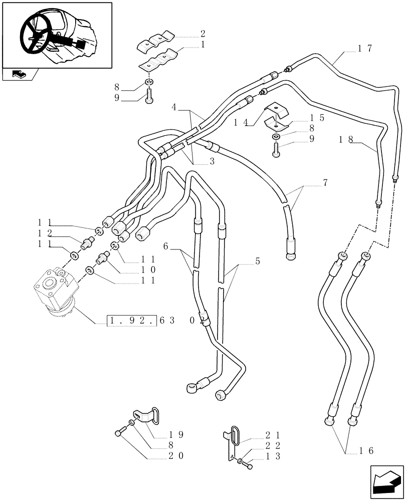 Схема запчастей Case IH FARMALL 85N - (1.92.63[03]) - POWER STEERING PIPES - C6440 (10) - OPERATORS PLATFORM/CAB