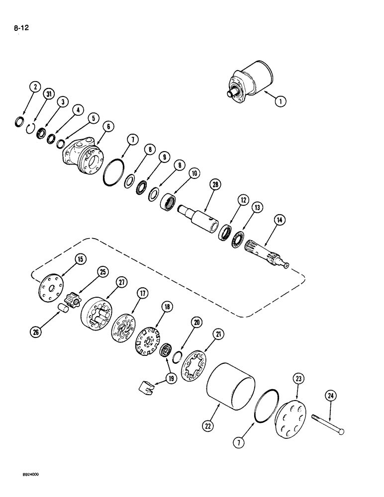 Схема запчастей Case IH 1010 - (8-12) - REEL DRIVE MOTOR (35) - HYDRAULIC SYSTEMS