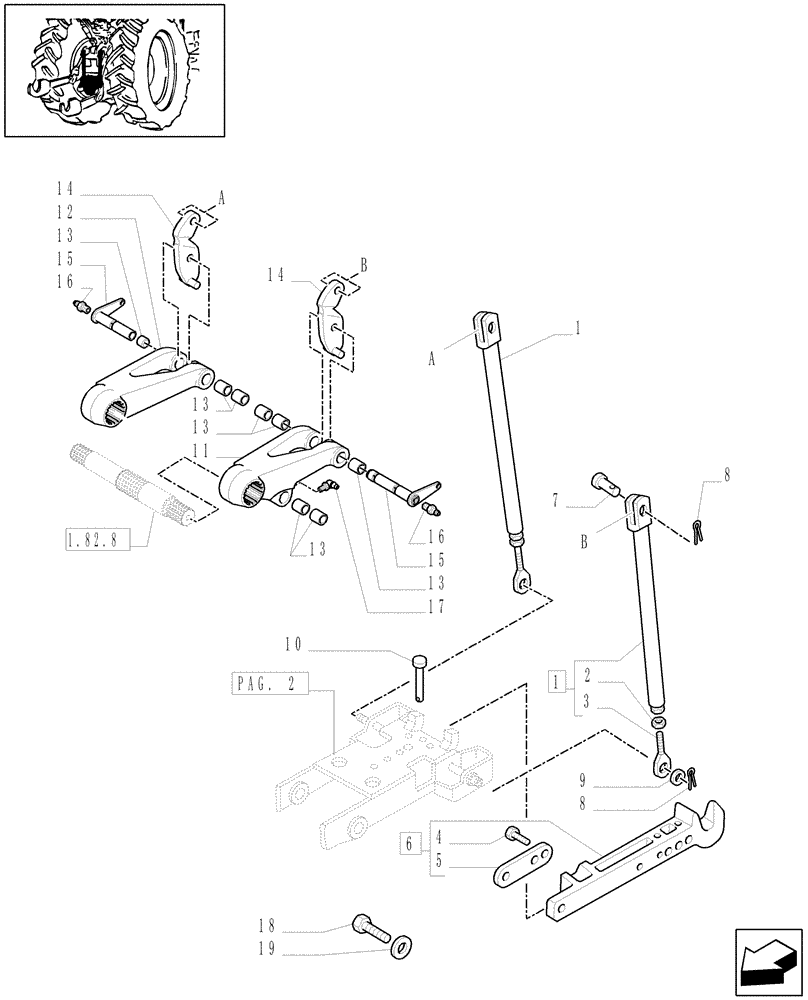 Схема запчастей Case IH MXM155 - (1.89.3[03]) - (VAR.569) AUTOMATIC HITCH (WITH 1 ADDITIONAL JACK) (09) - IMPLEMENT LIFT