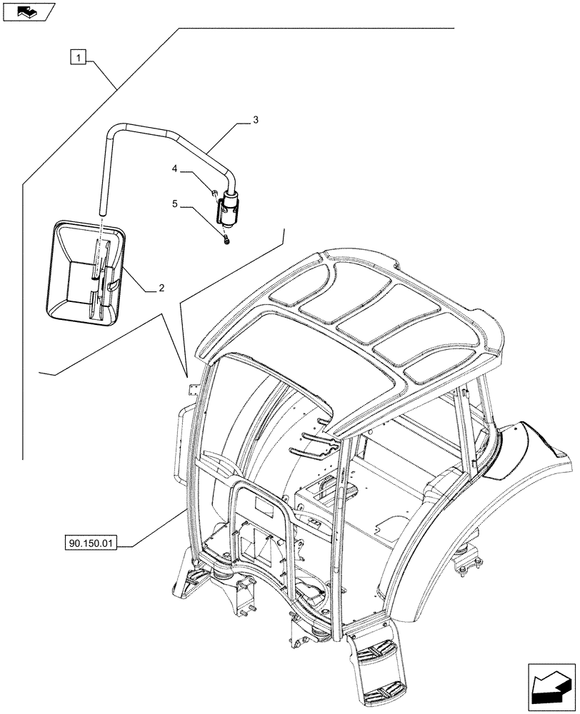 Схема запчастей Case IH FARMALL 65C - (88.088.03) - DIA KIT - 2 EXTERNAL MIRRORS W/CAB (88) - ACCESSORIES