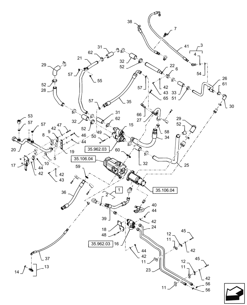 Схема запчастей Case IH STEIGER 500 - (35.300.10) - HIGH OUTPUT HYDRAULICS - PUMP LUBRICATION CIRCUIT (35) - HYDRAULIC SYSTEMS