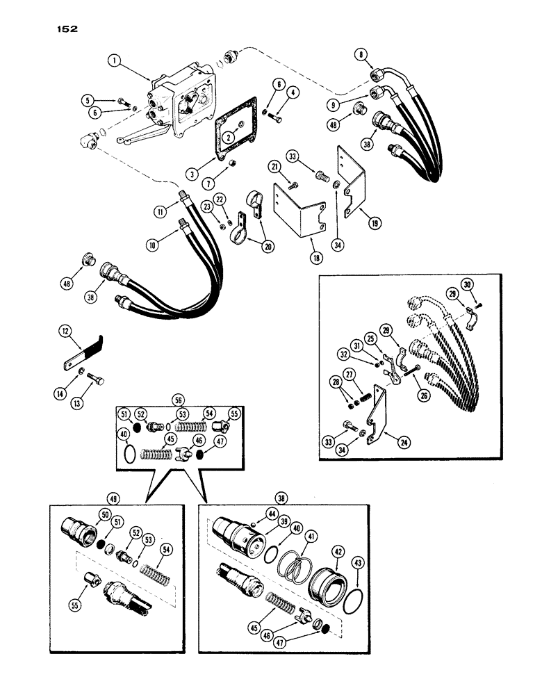 Схема запчастей Case IH 1030 - (152) - BREAK-AWAY COUPLING AND LINES (08) - HYDRAULICS