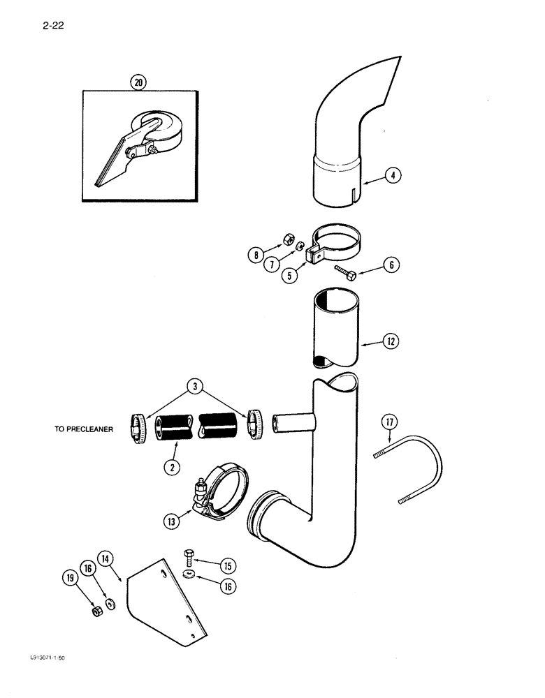 Схема запчастей Case IH 1640 - (2-22) - EXHAUST SYSTEM (01) - ENGINE