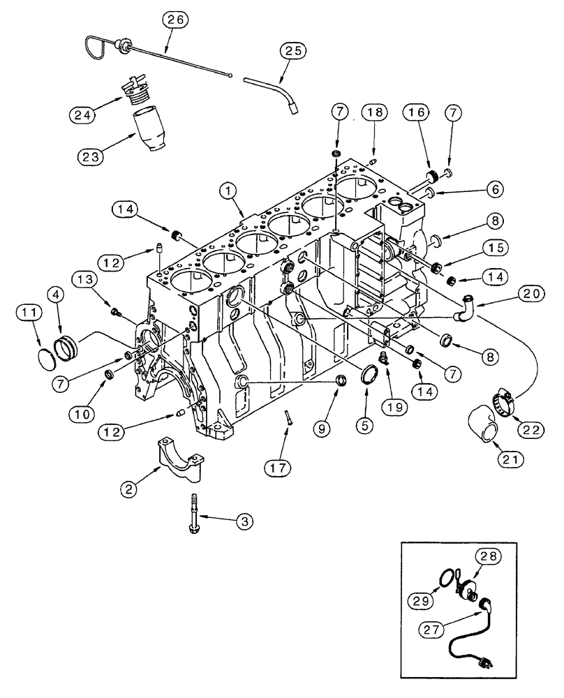 Схема запчастей Case IH 7230 - (2-084) - CYLINDER BLOCK, 6T-830 ENGINE, PRIOR TO TRACTOR PIN JJA0064978 (02) - ENGINE