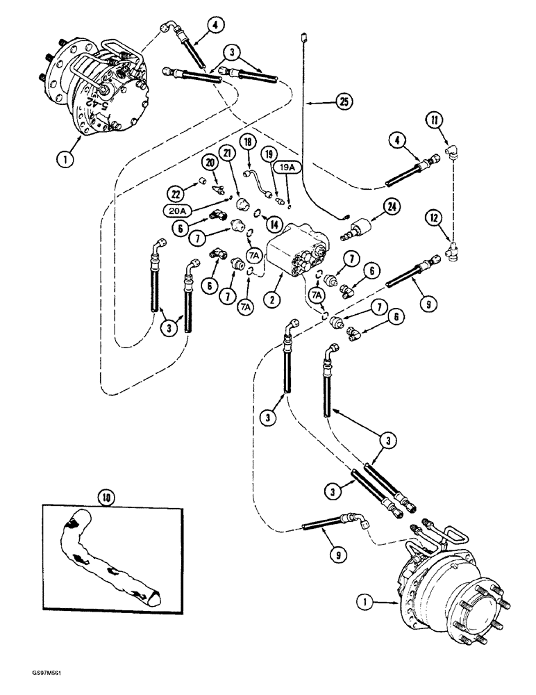 Схема запчастей Case IH 1660 - (5-44) - AXLE HYDRAULIC MOTOR SYSTEM, POWER GUIDE AXLE (04) - STEERING