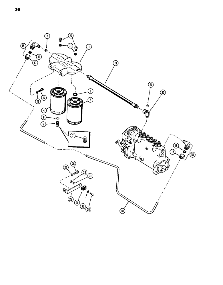 Схема запчастей Case IH 1070 - (036) - FUEL INJECTION FILTER SYSTEM, (451B) DIESEL ENGINE, 1ST USED ENG. SER. NO. 2323001 (03) - FUEL SYSTEM