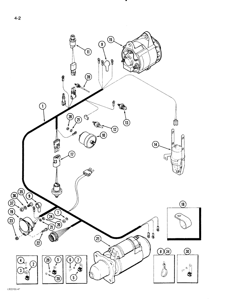 Схема запчастей Case IH 1620 - (4-02) - ENGINE HARNESS (06) - ELECTRICAL