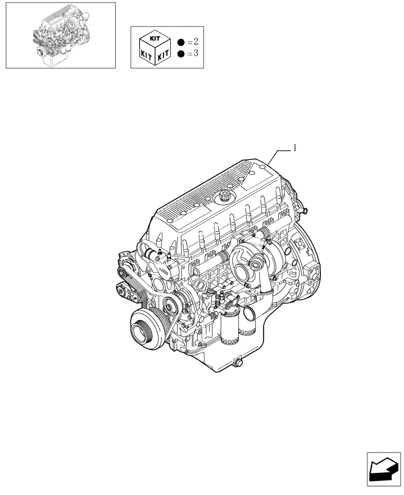 Схема запчастей Case IH F3AE0684G B003 - (0.02.1[01]) - ENGINE ASSY (504049051) 