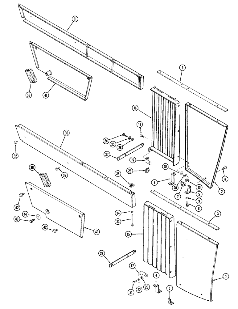 Схема запчастей Case IH 1370 - (386) - FRONT SIDE PANELS (09) - CHASSIS/ATTACHMENTS