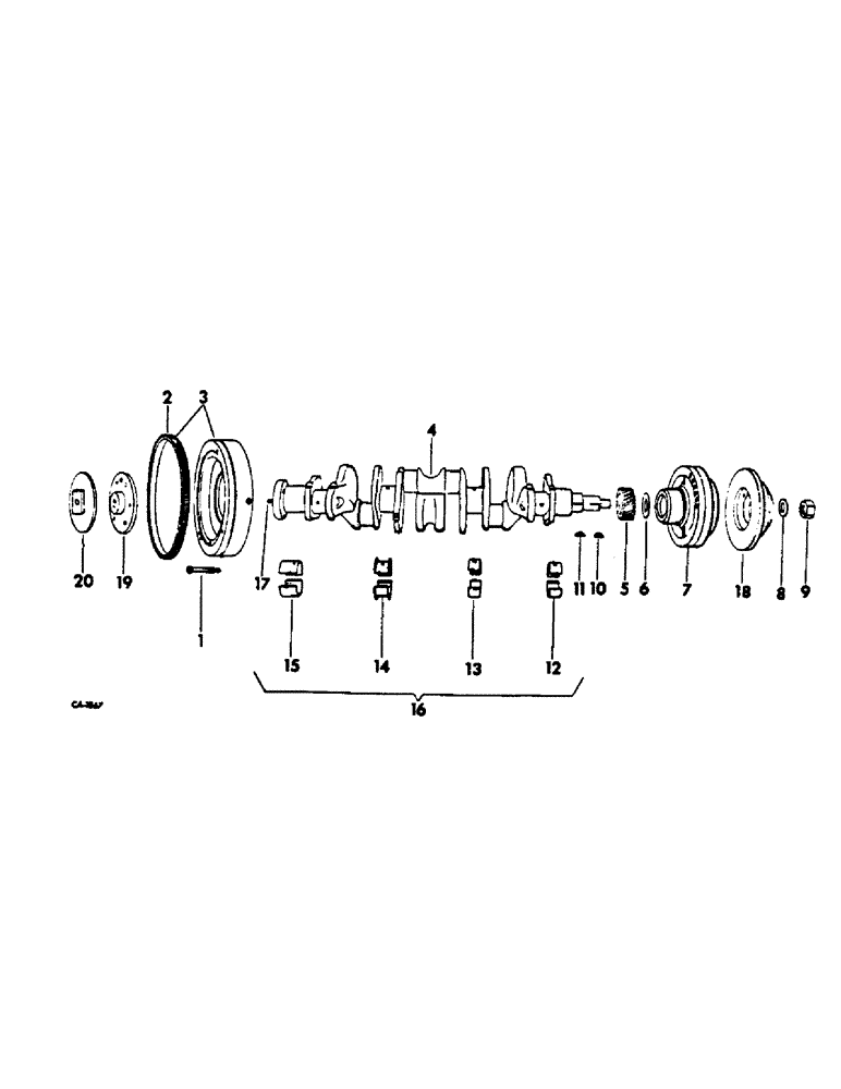 Схема запчастей Case IH C-263 - (B-20) - CRANKSHAFT, FLYWHEEL AND BEARINGS 