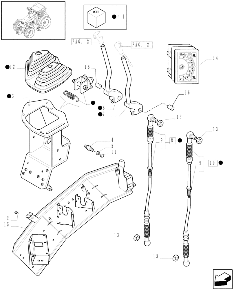 Схема запчастей Case IH MXU125 - (1.96.0[01A]) - GEARBOX CONTROL - D4876 (10) - OPERATORS PLATFORM/CAB