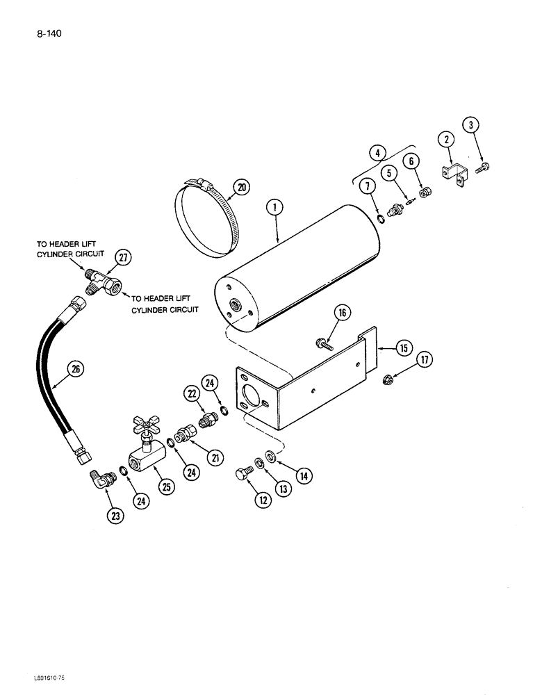 Схема запчастей Case IH 1680 - (8-140) - ACCUMULATOR ATTACHMENT, PRIOR TO P.I.N. JJC0117060 (07) - HYDRAULICS