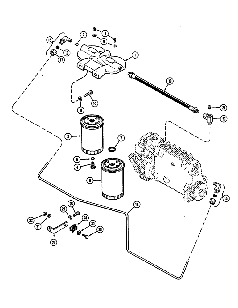 Схема запчастей Case IH 2390 - (3-58) - FUEL INJECTION FILTER SYSTEM, 504BDT, DIESEL ENGINE (03) - FUEL SYSTEM