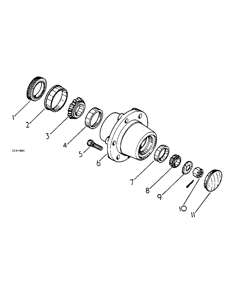 Схема запчастей Case IH 454 - (14-09) - FRONT WHEEL HUB, BEARINGS AND CAP, 2400/100089 UP Suspension