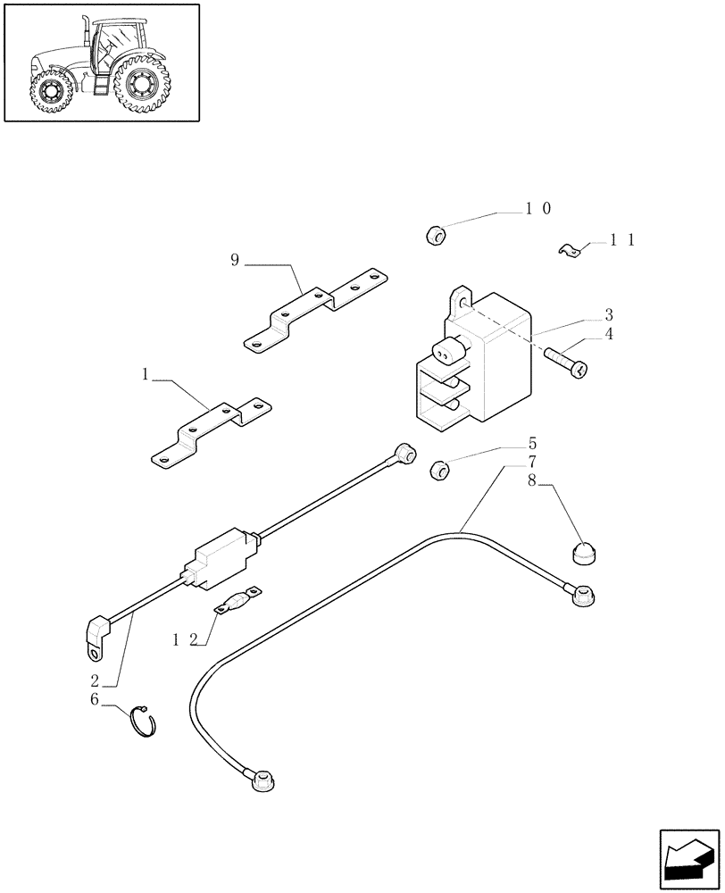 Схема запчастей Case IH PUMA 210 - (1.91.4/03) - (VAR.203) AIR HEATER AND RELAY CABLES (10) - OPERATORS PLATFORM/CAB