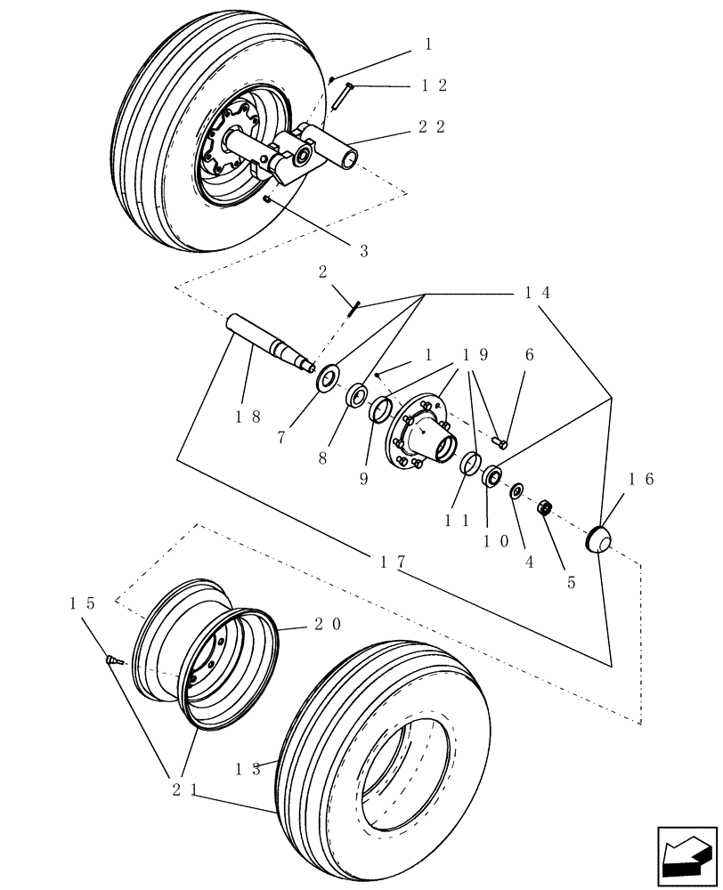 Схема запчастей Case IH ATX400 - (1.120.1) - 8 BOLT HUB AND SPINDLE - 45, 51 AND 57 INTERROW MODELS (12) - FRAME