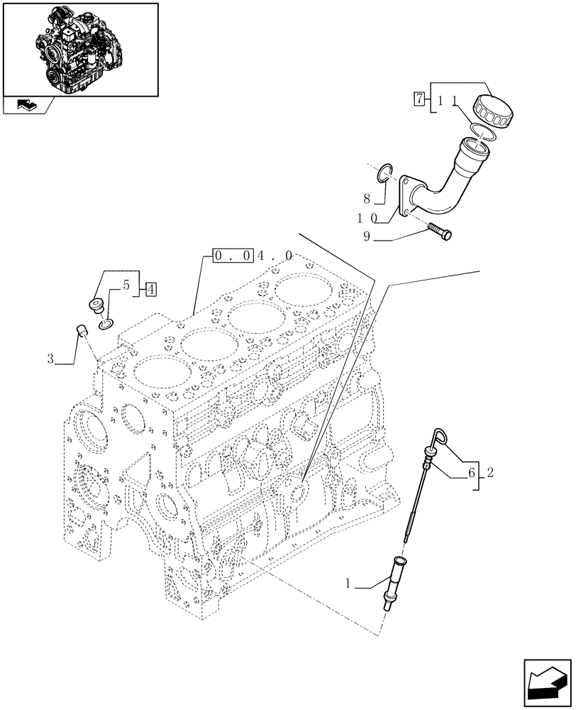 Схема запчастей Case IH F4GE9484K J601 - (0.27.0) - ENGINE OIL DIPSTICK (504062793 - 504088054) 