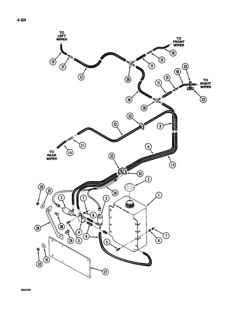 Схема запчастей Case IH 9260 - (4-064) - WINDOW WASHERS, IF EQUIPPED (04) - ELECTRICAL SYSTEMS