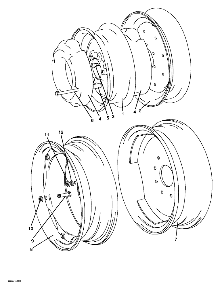 Схема запчастей Case IH 1210 - (9-026) - FRONT WHEELS AND BALLAST WEIGHTS (09) - CHASSIS/ATTACHMENTS