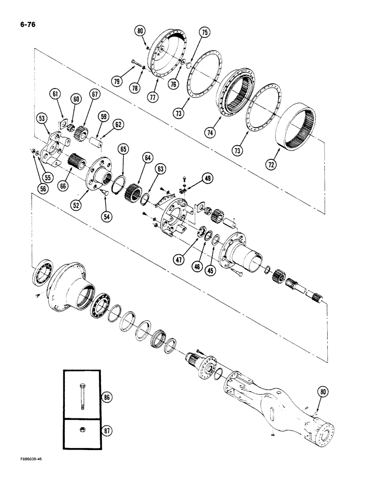 Схема запчастей Case IH STEIGER - (6-076) - AXLE ASSEMBLY, HOUSING AND WHEEL END, K598.60/70 SERIES (06) - POWER TRAIN