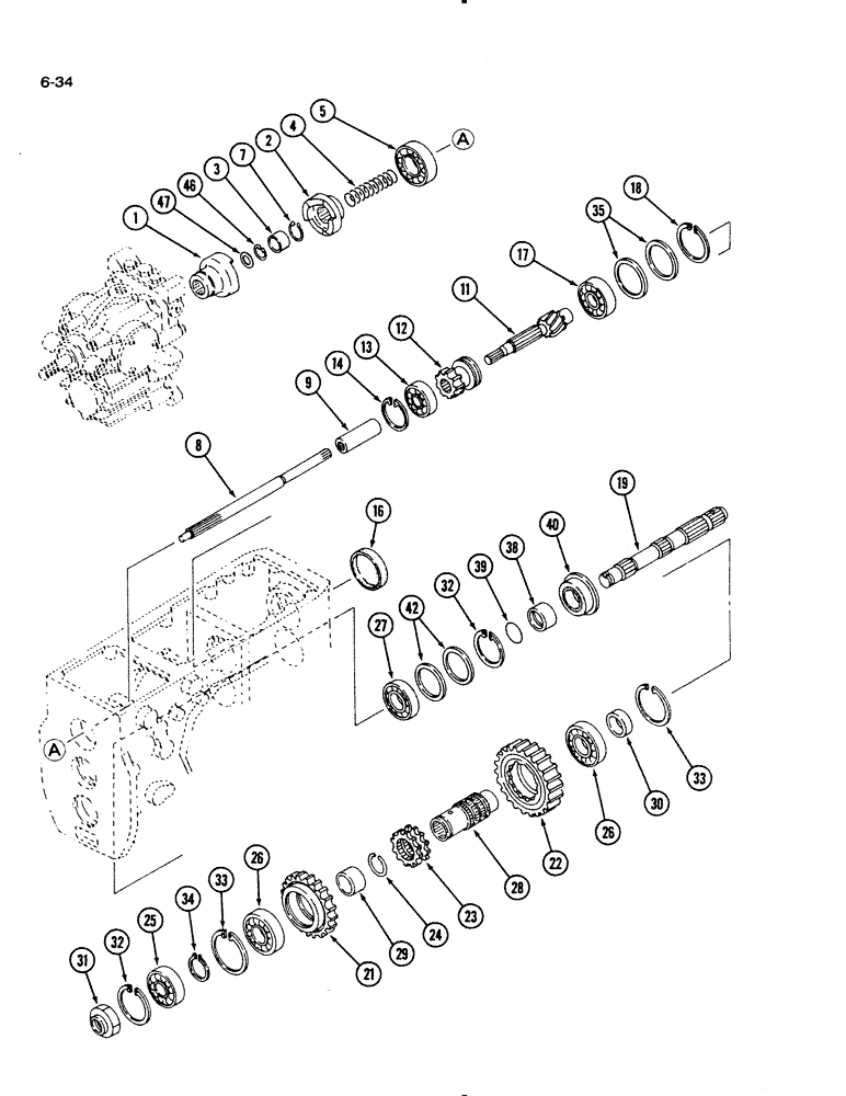 Схема запчастей Case IH 1130 - (6-34) - PTO ASSEMBLY, HYDROSTATIC DRIVE (06) - POWER TRAIN