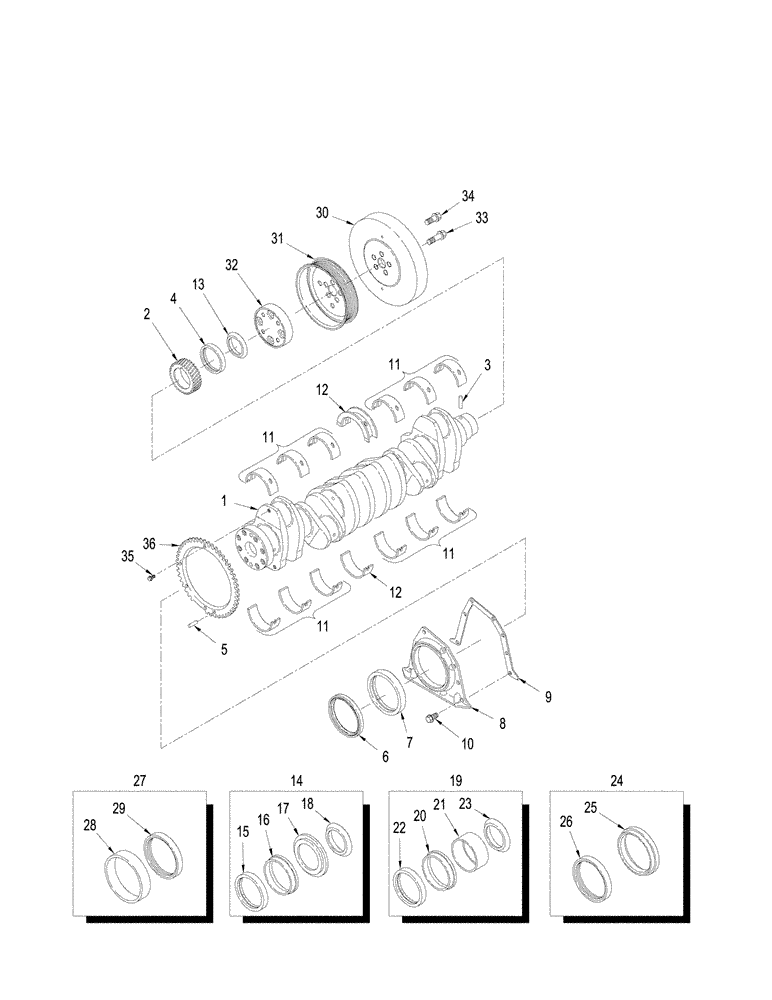 Схема запчастей Case IH STEIGER 335 - (02-22) - CRANKSHAFT (02) - ENGINE