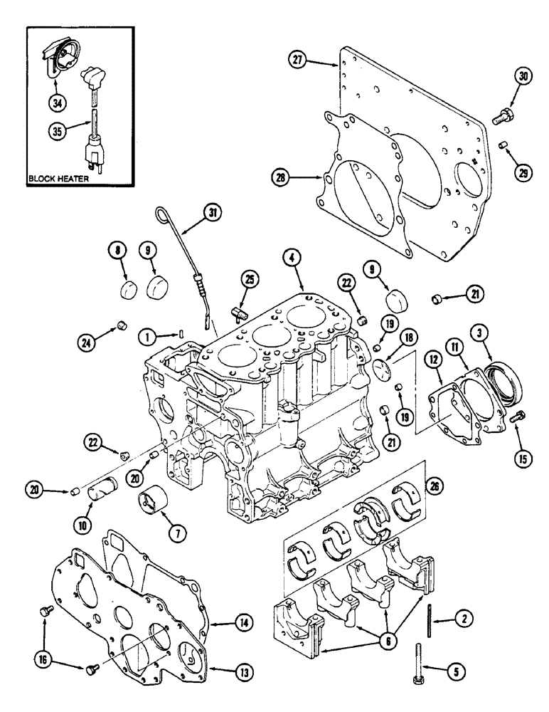 Схема запчастей Case IH 275 - (2-18) - CYLINDER BLOCK (02) - ENGINE