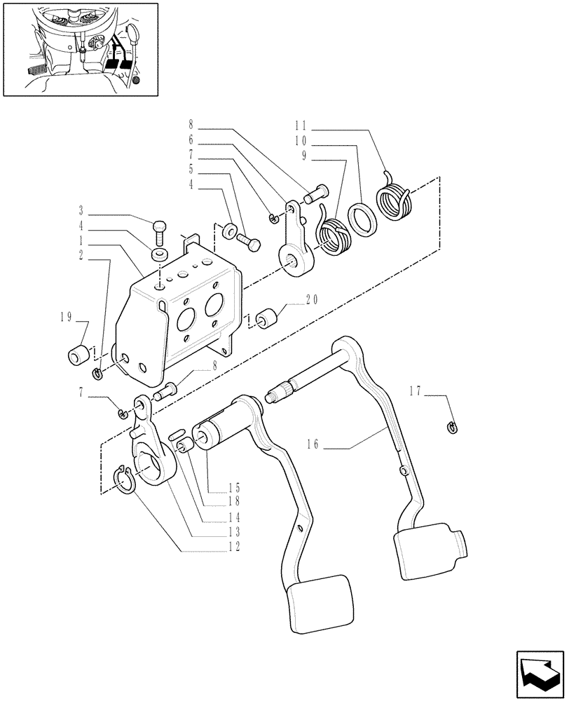 Схема запчастей Case IH JX1075C - (1.92.68[01A]) - BRAKBRAKE PEDALS - D5734 (10) - OPERATORS PLATFORM/CAB