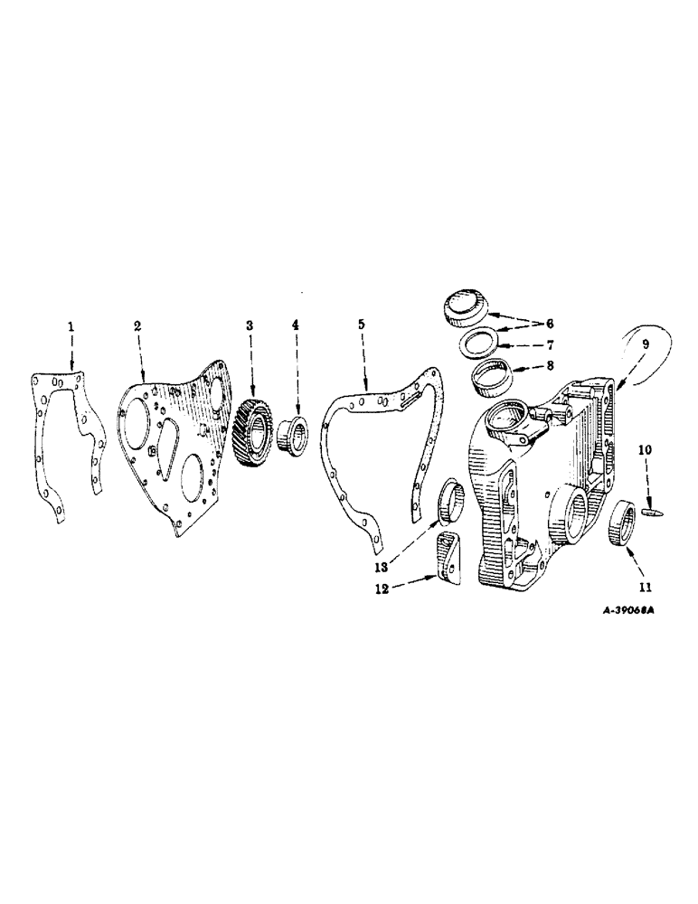 Схема запчастей Case IH 300 - (019) - CARBURETED ENGINE, CRANKCASE FRONT COVER, SUPPORT BRACKETS & IDLER GEAR (01) - ENGINE