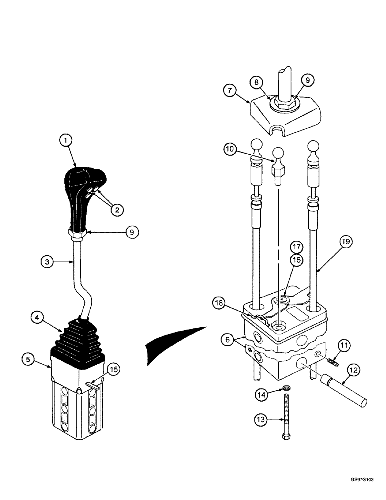 Схема запчастей Case IH L550 - (8-042) - CONTROL ASSEMBLY - 2 FUNCTION (C70 - C100) (08) - HYDRAULICS