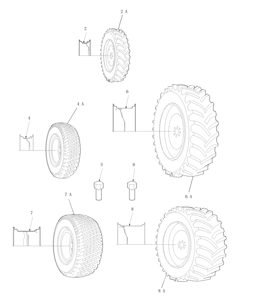 Схема запчастей Case IH DX33 - (11.01) - FRONT & REAR WHEELS (11) - WHEELS/TRACKS